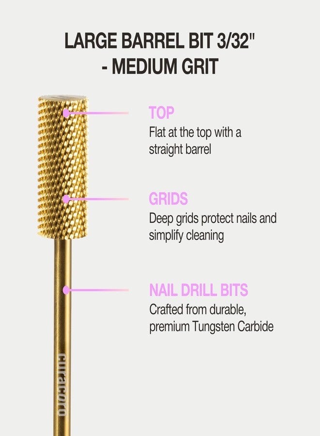 Curacoro Nail Drill Bits 3/32'' - Safe Smooth Stop Large Barrel Carbide Bit (Medium) for Professional Finish, Fast Remove, Refine & Smooth Acrylic or Gel Nails, Nail Art Pedicure Manicure Salon & Home - Image 4